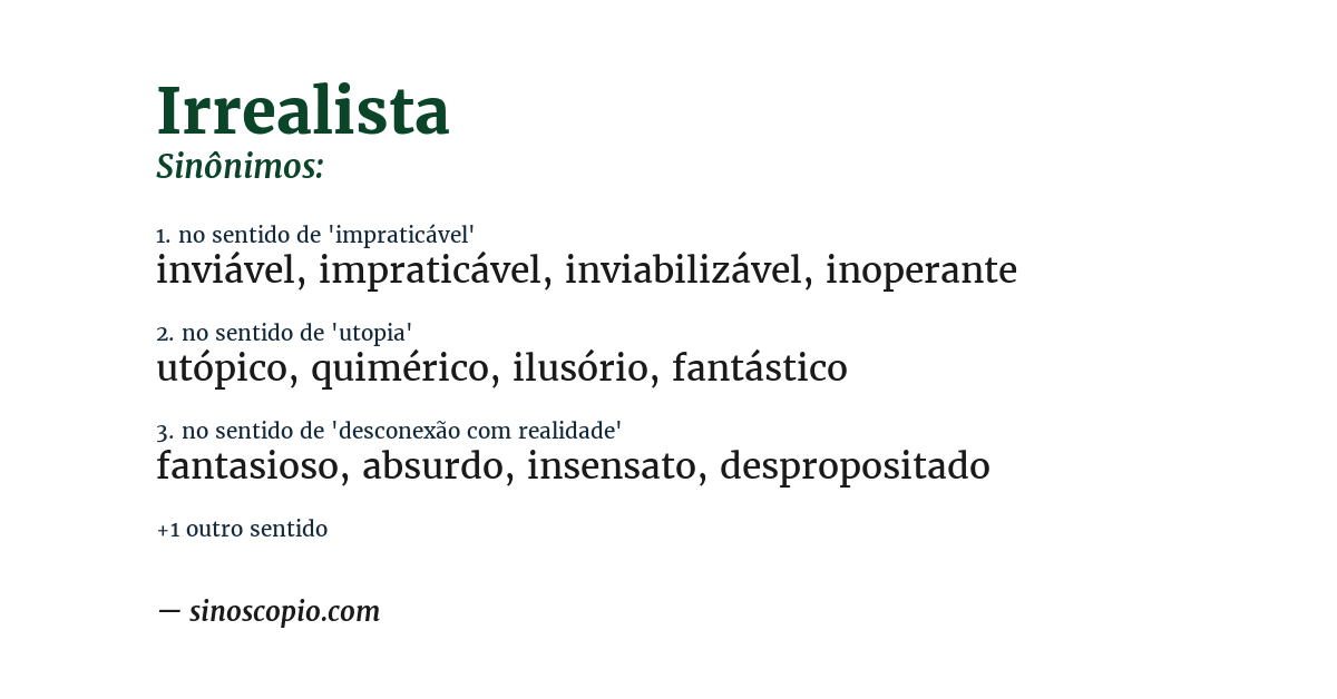 Sinônimo de irrealista