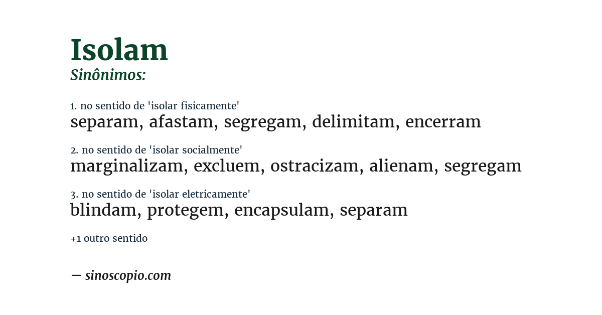 Sinônimo de isolam