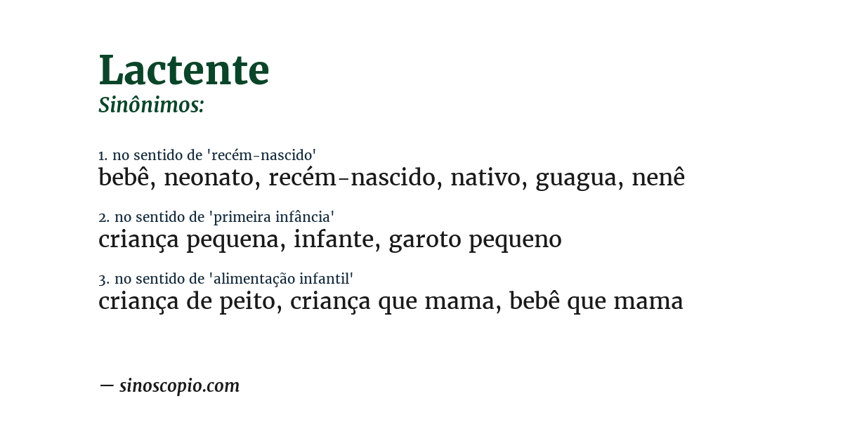 Sinônimo de lactente