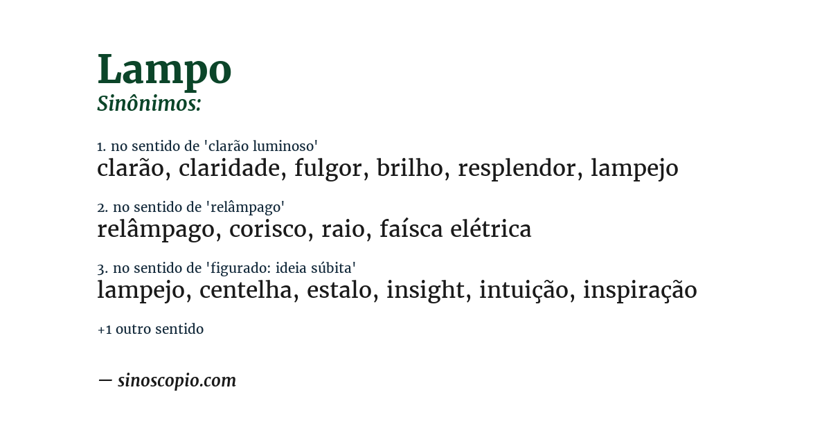 Sinônimo de lampo
