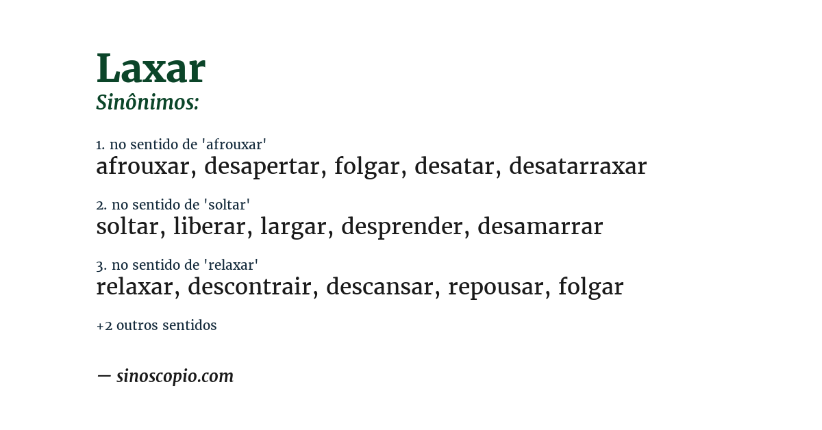 Sinônimo de laxar