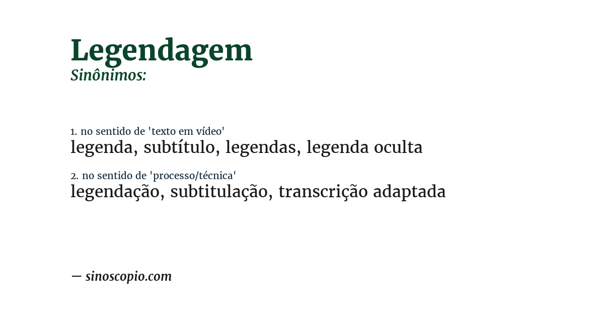 Sinônimo de legendagem
