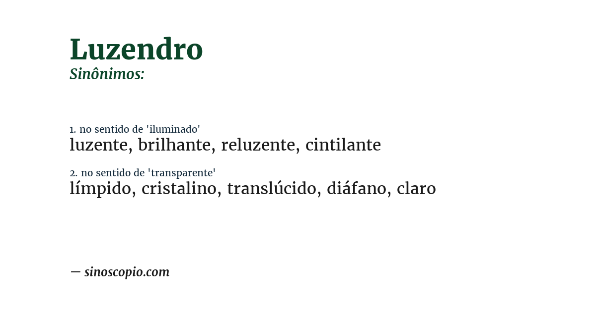 Sinônimo de luzendro