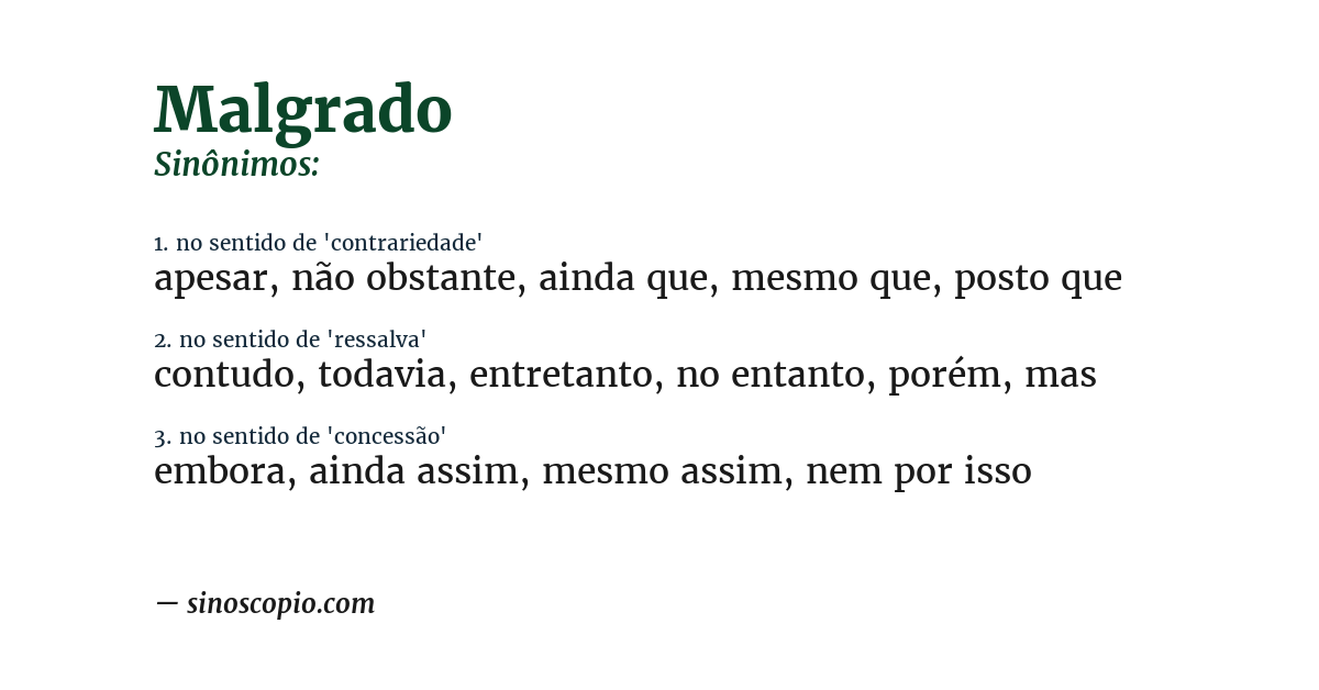 Sinônimo de malgrado