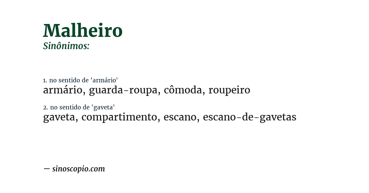 Sinônimo de malheiro