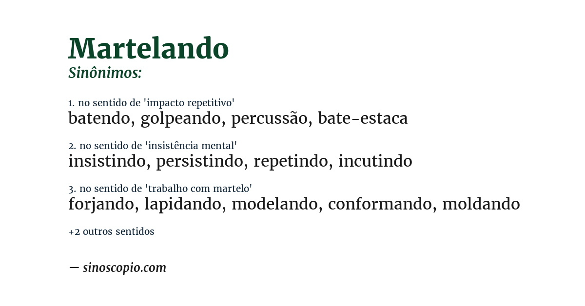 Sinônimo de martelando