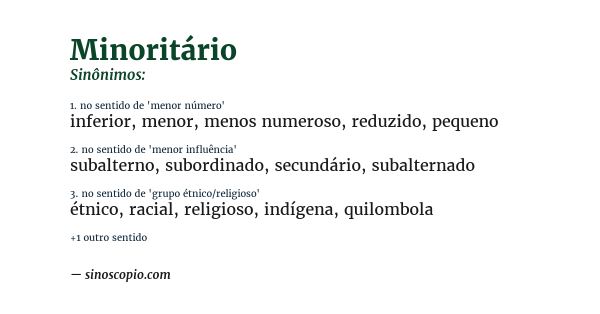 Sinônimo de minoritário