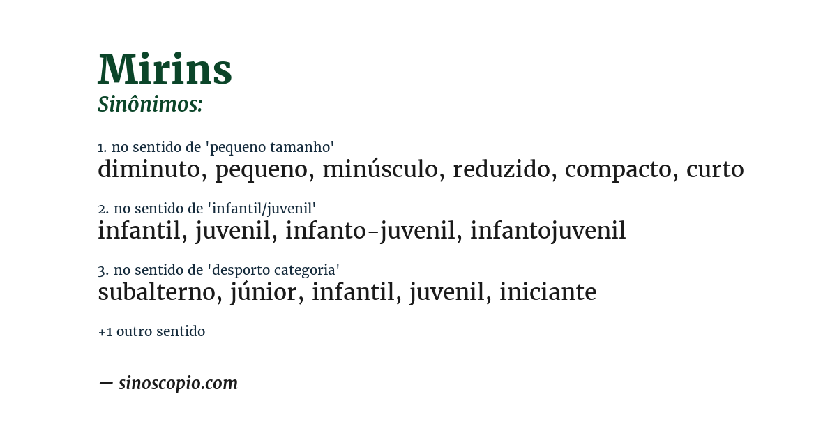 Sinônimo de mirins
