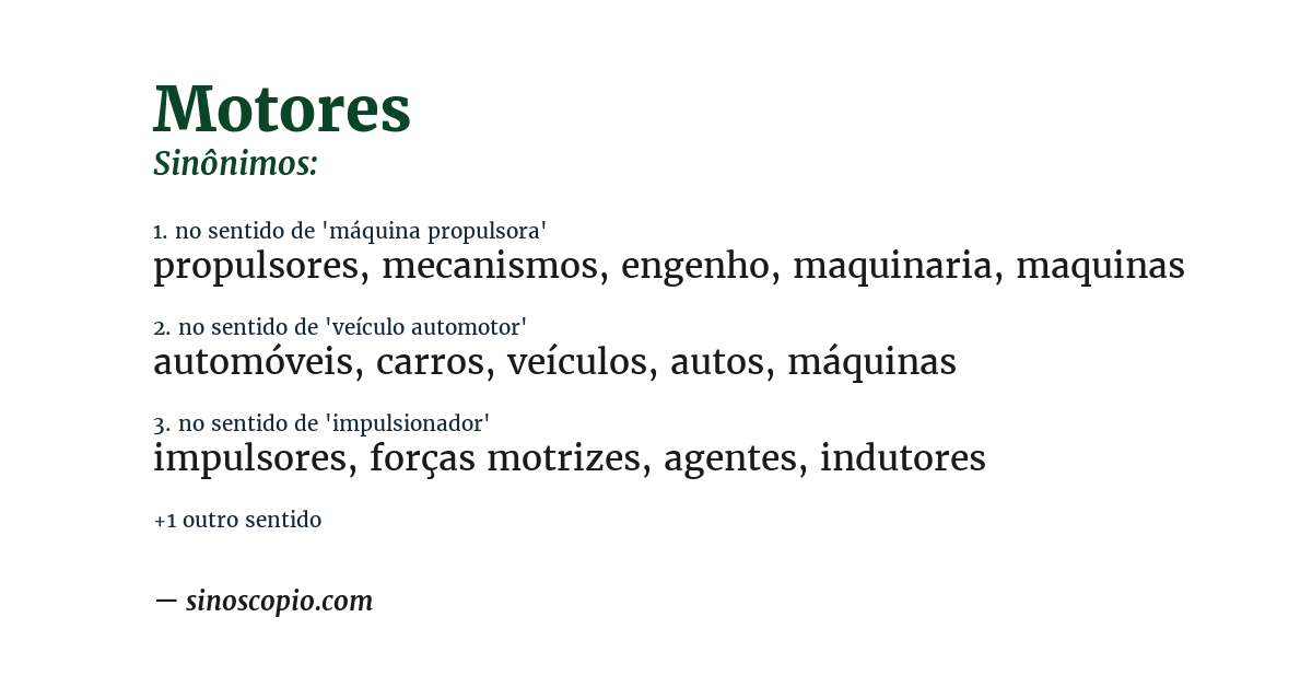 Sinônimo de motores