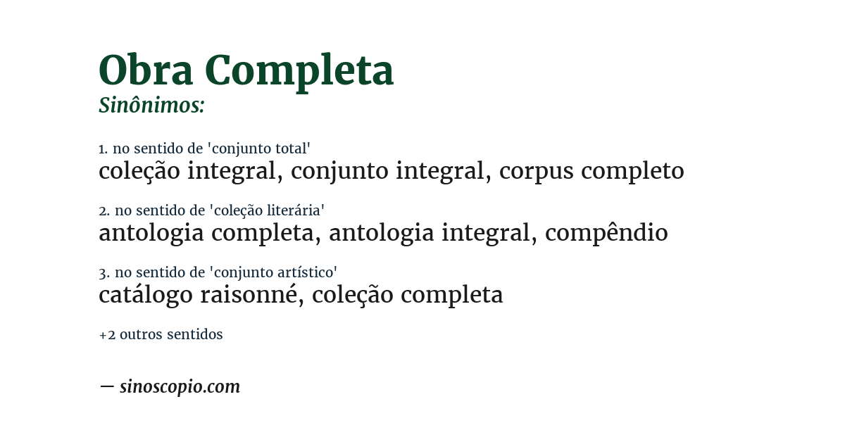 Sinônimo de obra completa