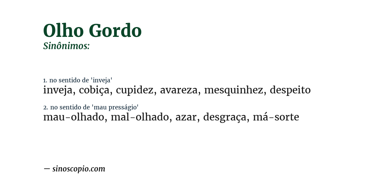 Sinônimo de olho gordo