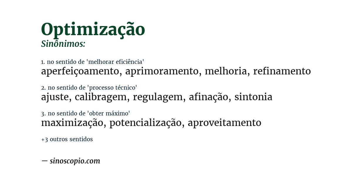 Sinônimo de optimização