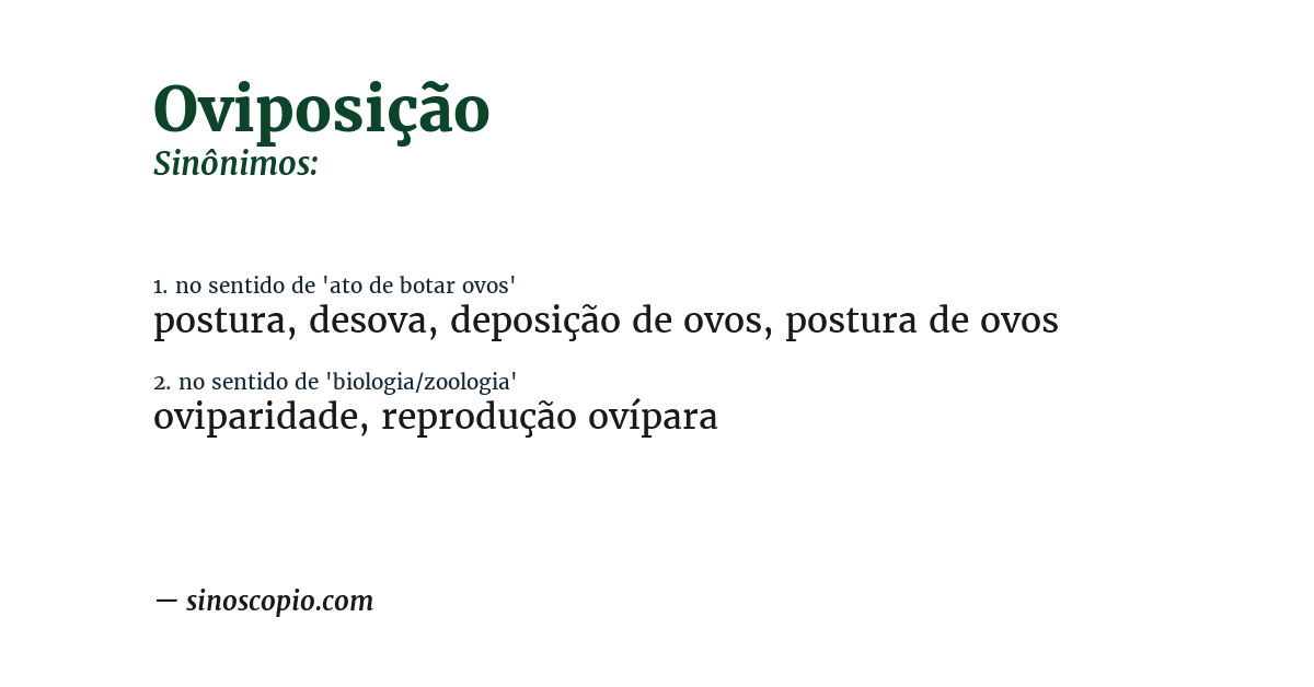Sinônimo de oviposição