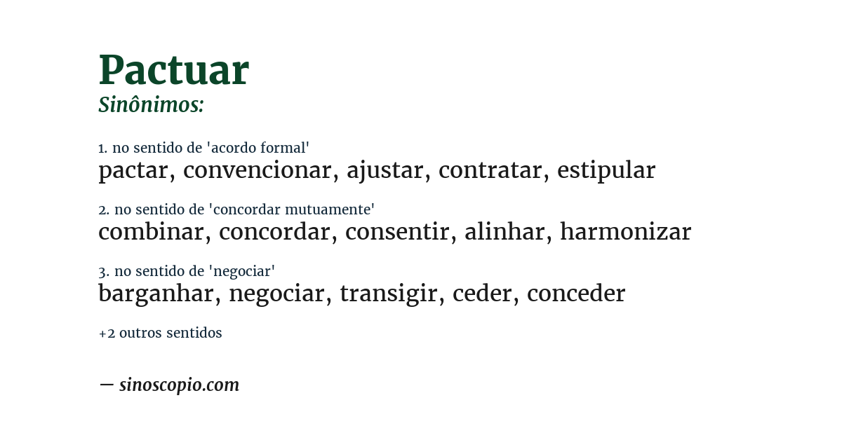 Sinônimo de pactuar