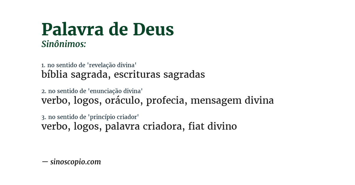Sinônimo de palavra de deus