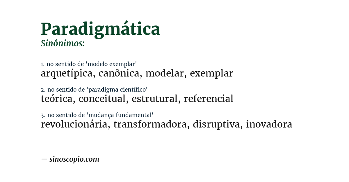 Sinônimo de paradigmática