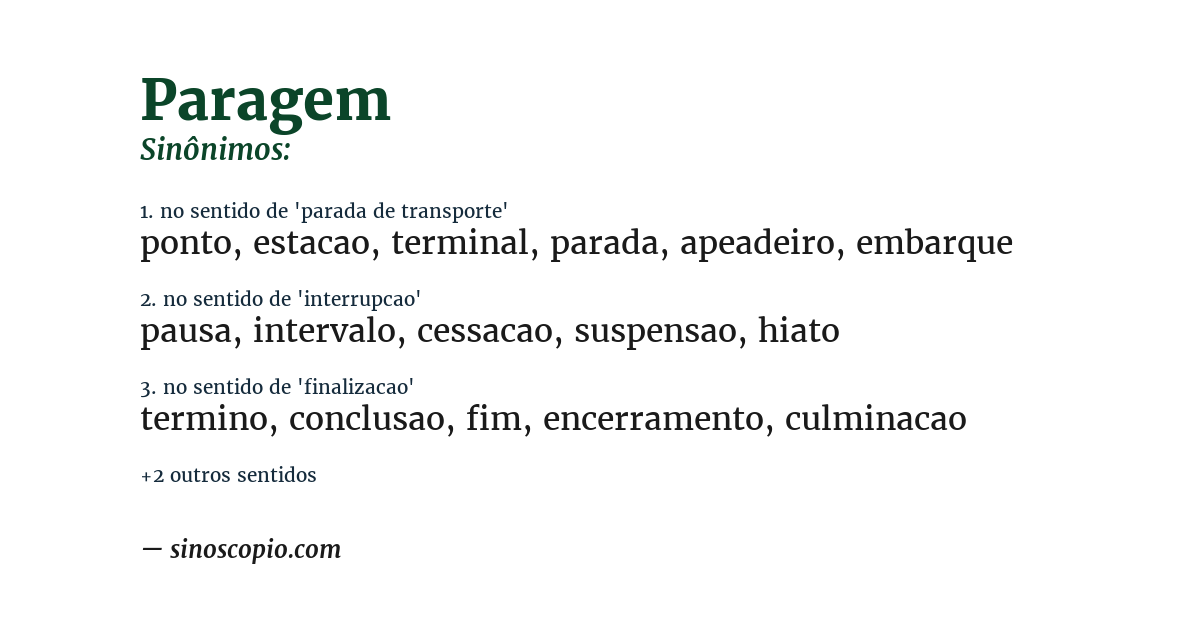 Sinônimo de paragem