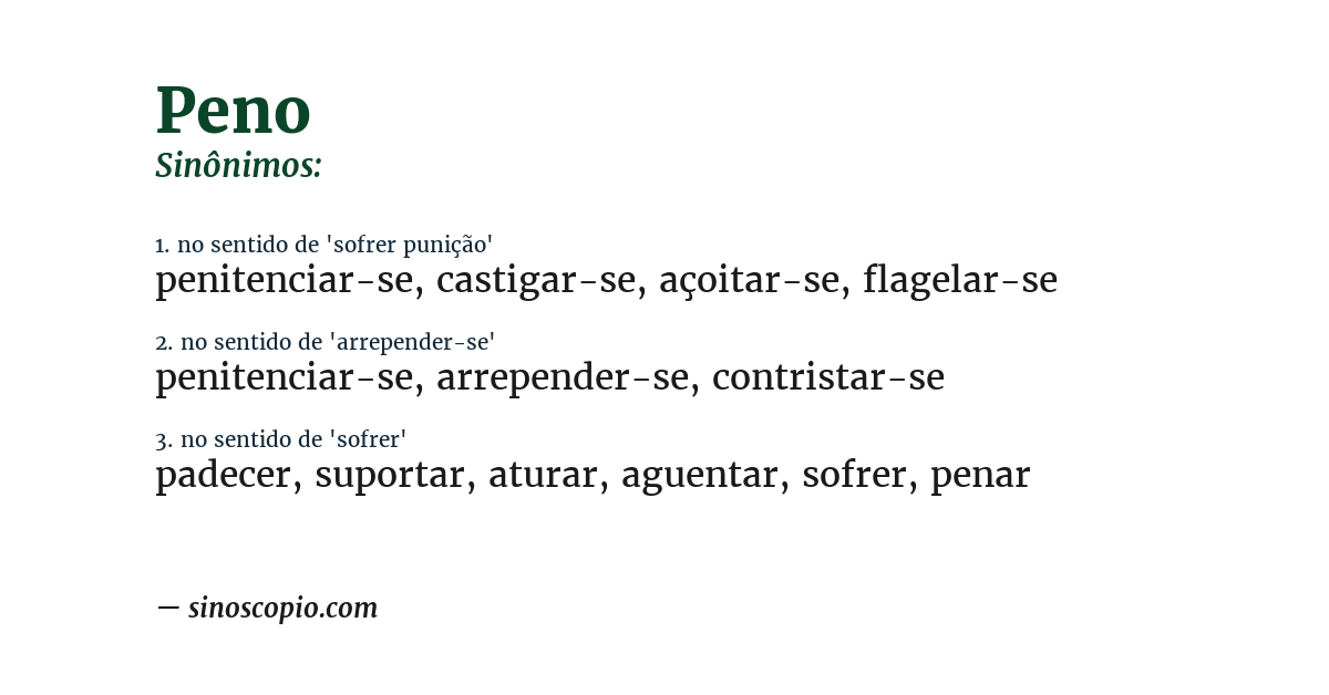 Sinônimo de peno