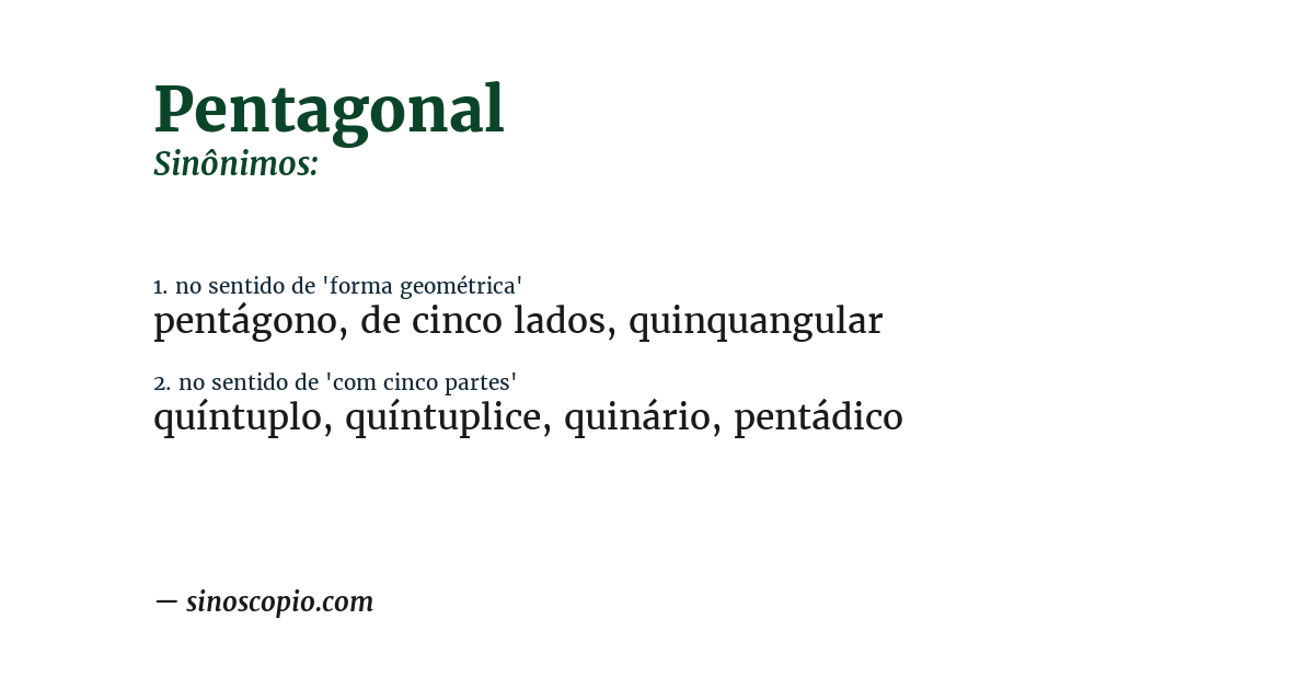 Sinônimo de pentagonal