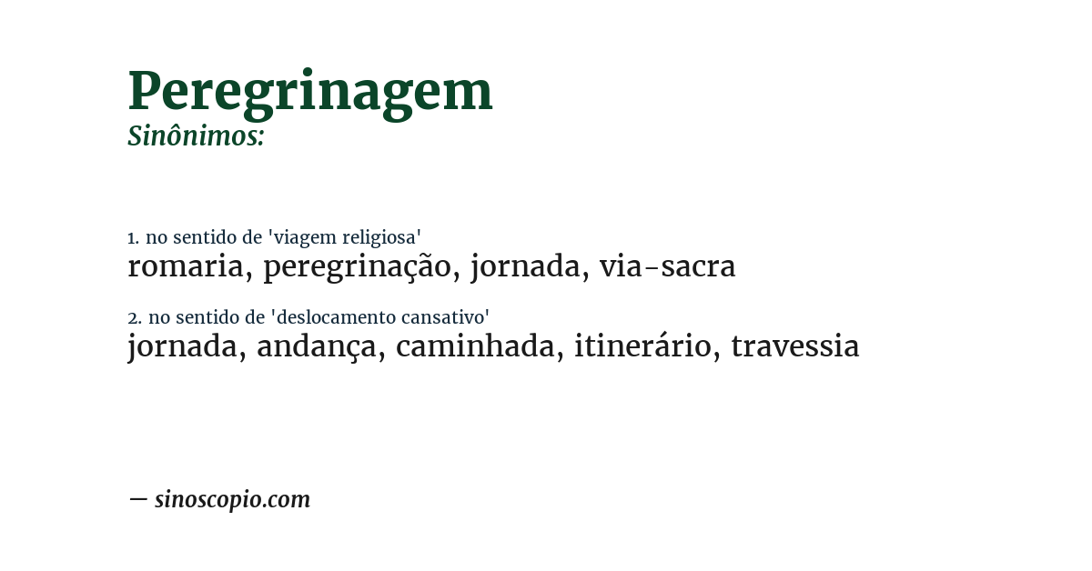 Sinônimo de peregrinagem
