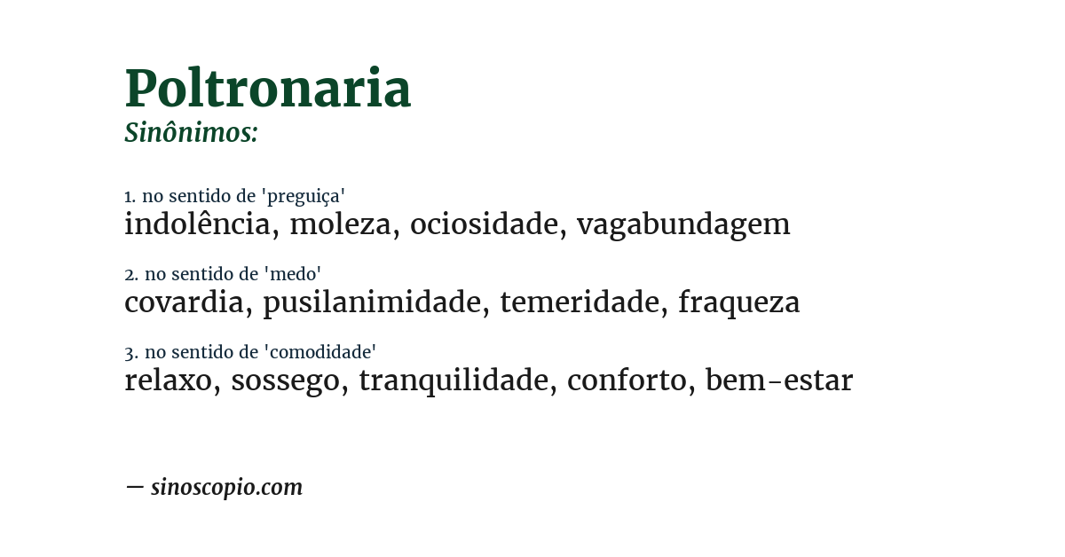 Sinônimo de poltronaria