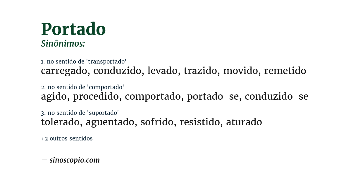 Sinônimo de portado