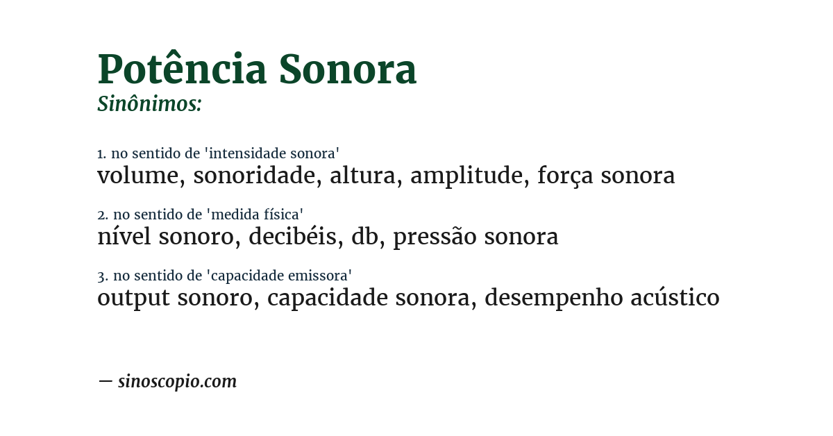 Sinônimo de potência sonora