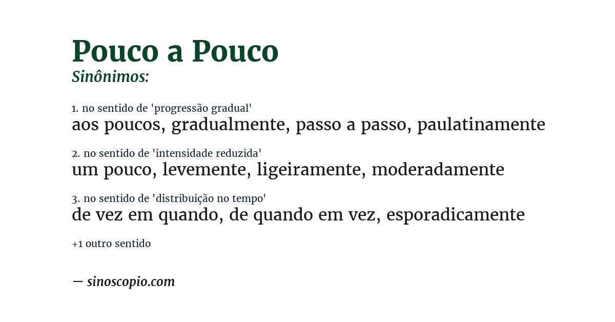 Sinônimo de pouco a pouco