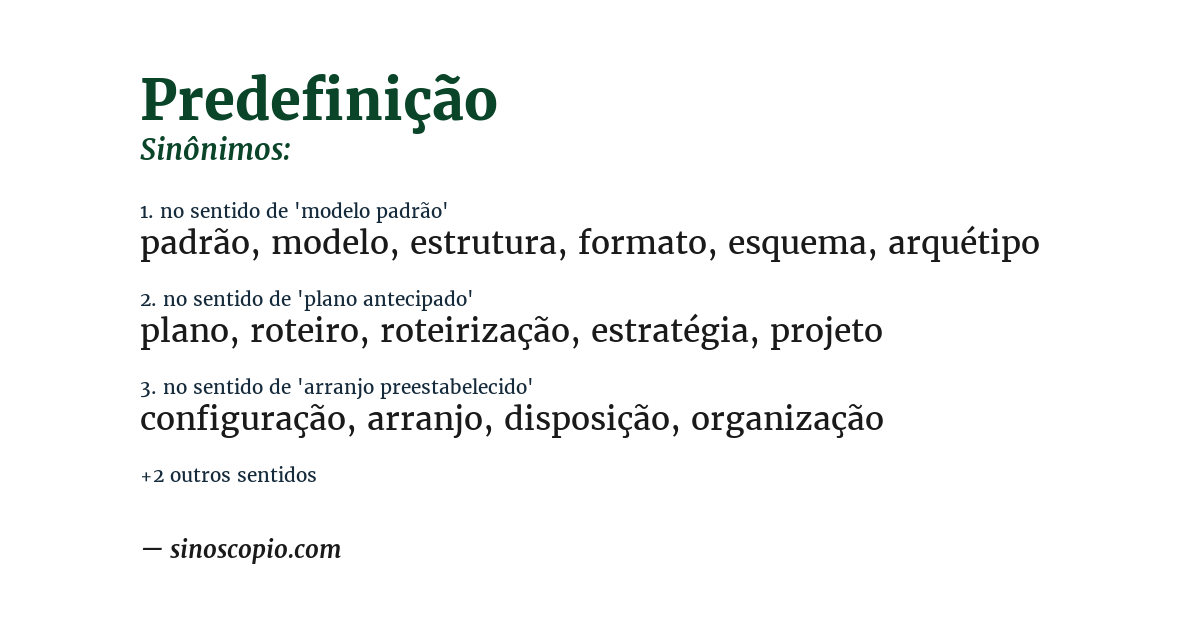Sinônimo de predefinição