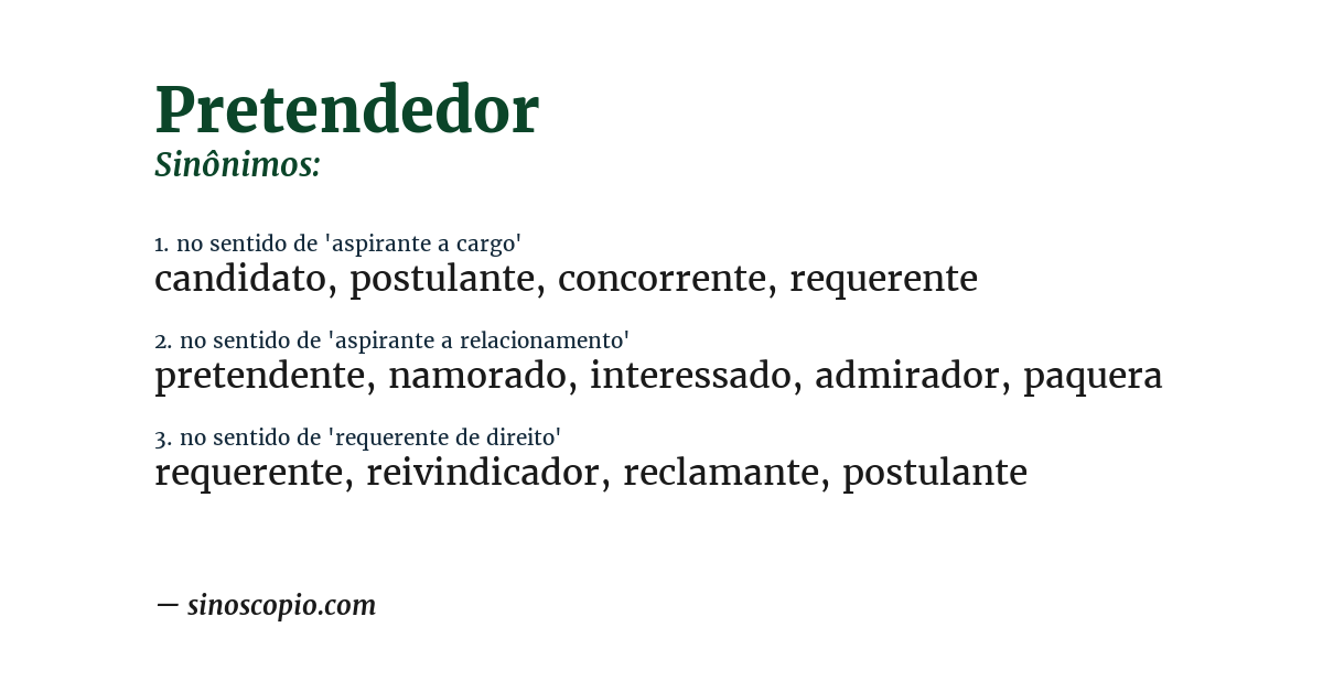 Sinônimo de pretendedor