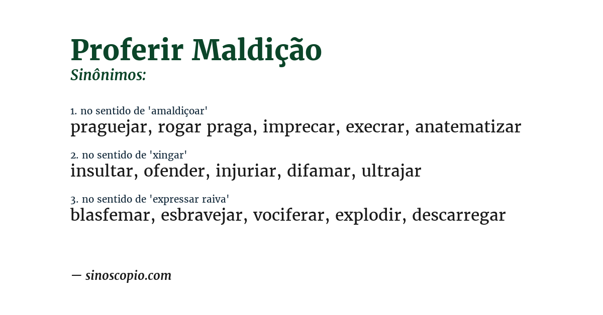 Sinônimo de proferir maldição