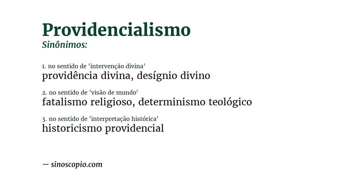 Sinônimo de providencialismo