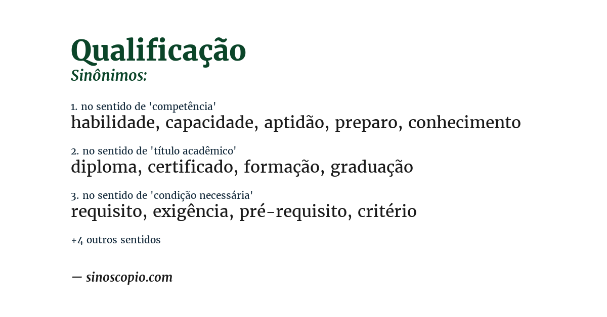 Sinônimo de qualificação