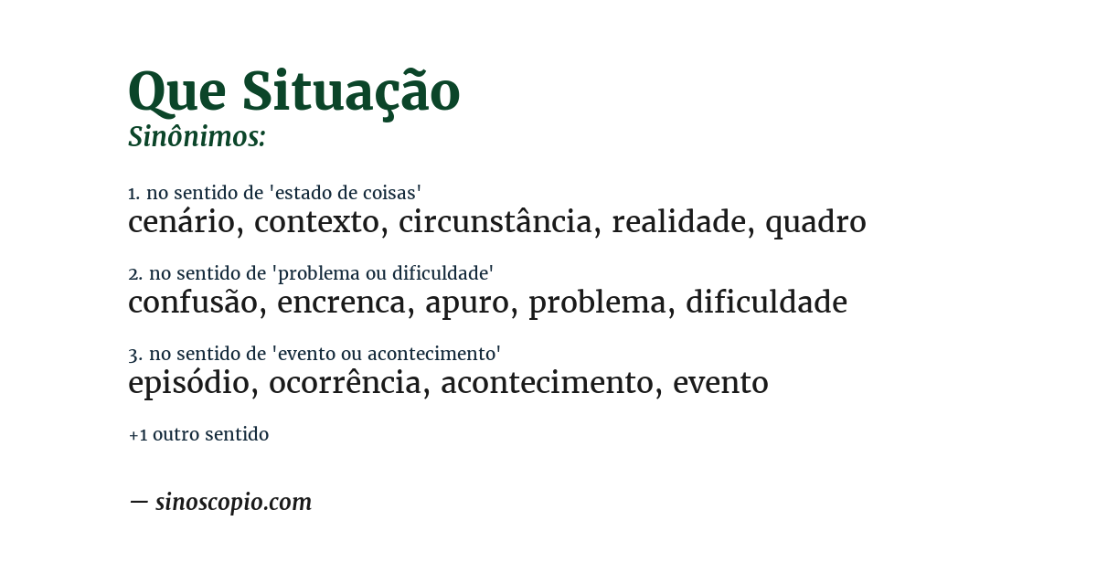 Sinônimo de que situação