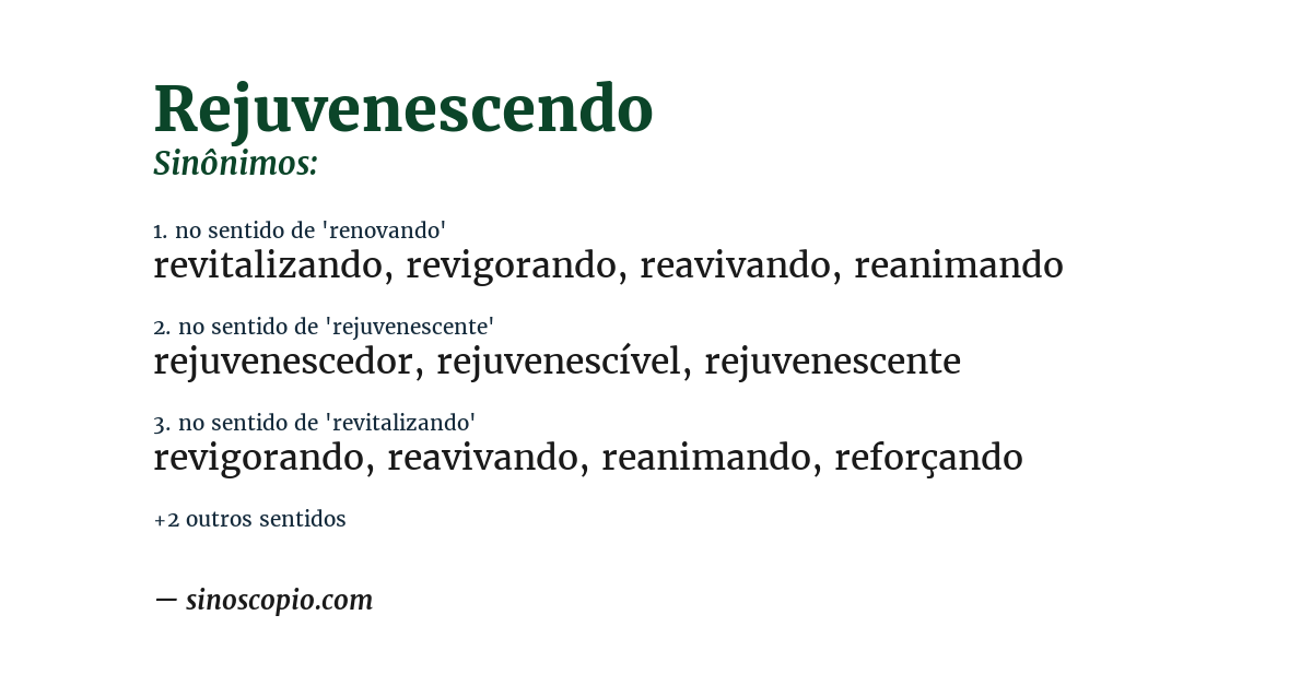 Sinônimo de rejuvenescendo