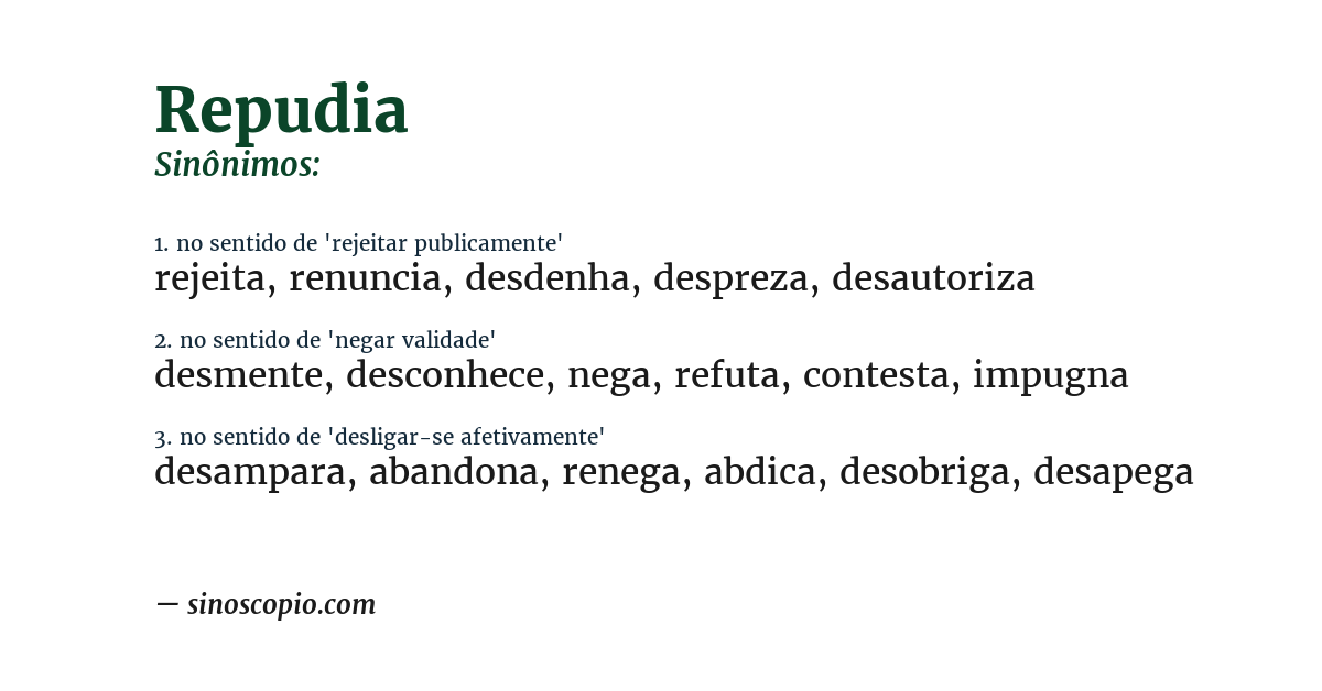 Sinônimo de repudia