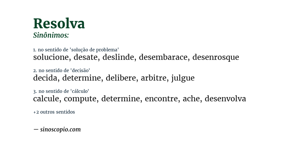 Sinônimo de resolva