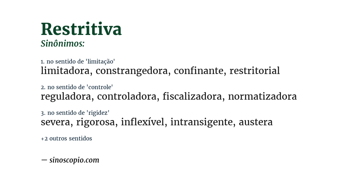 Sinônimo de restritiva
