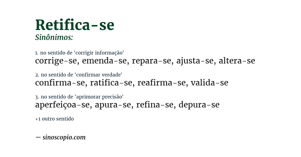 Sinônimo de retifica-se