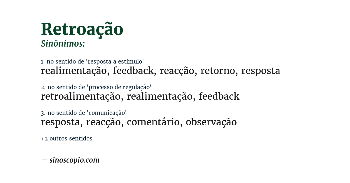 Sinônimo de retroação