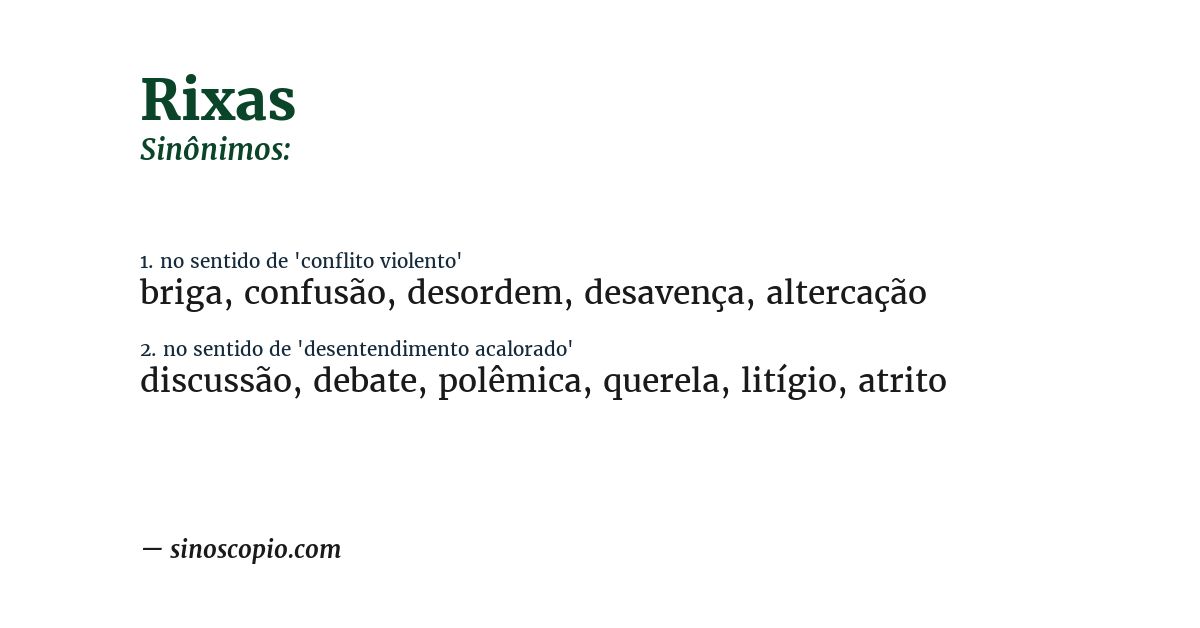 Sinônimo de rixas
