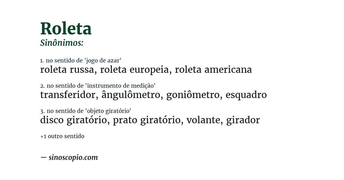 Sinônimo de roleta