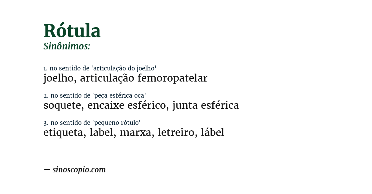 Sinônimo de rótula