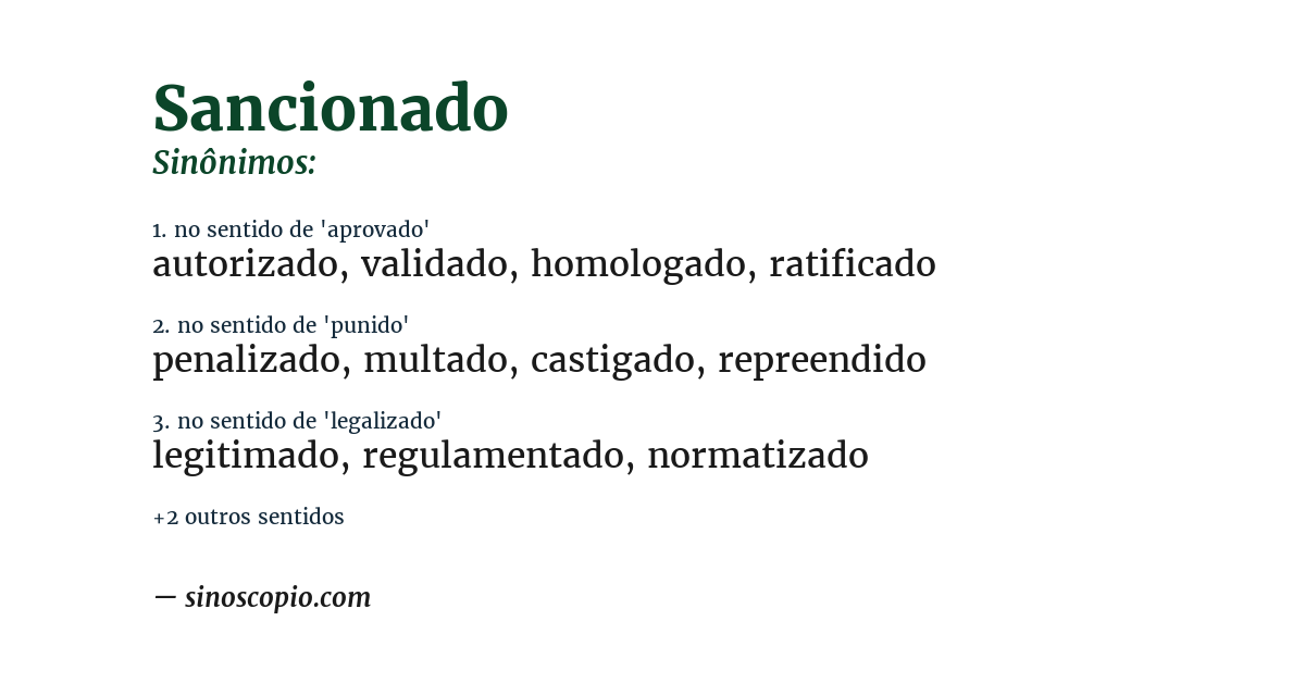 Sinônimo de sancionado