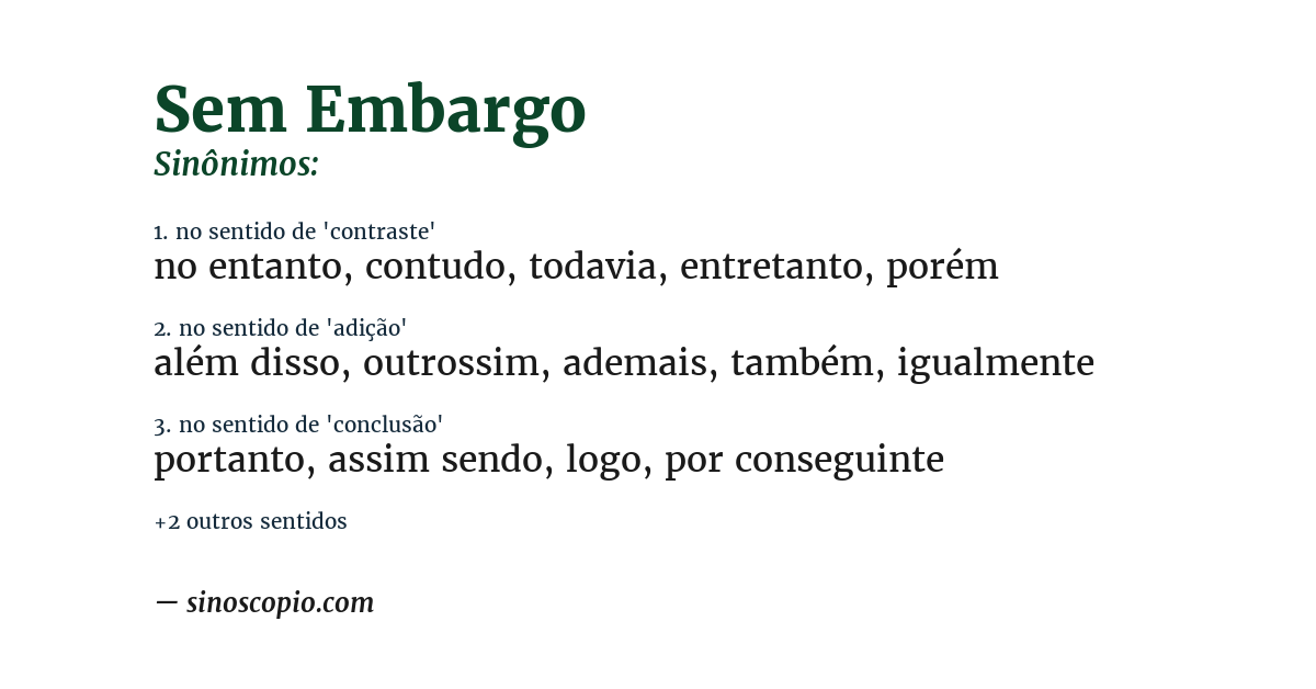 Sinônimo de sem embargo