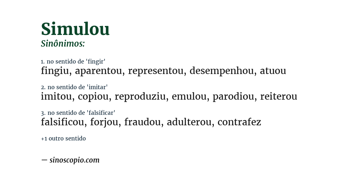 Sinônimo de simulou