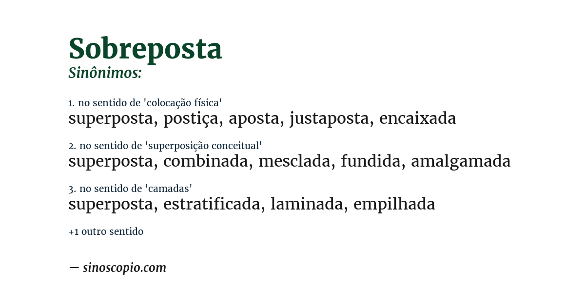 Sinônimo de sobreposta