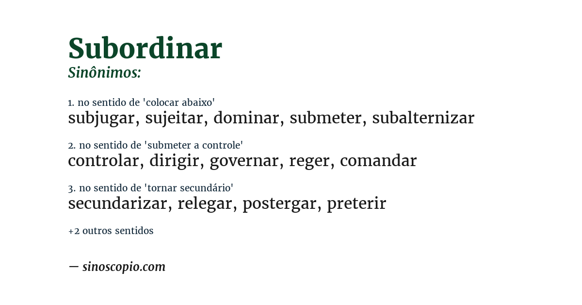 Sinônimo de subordinar