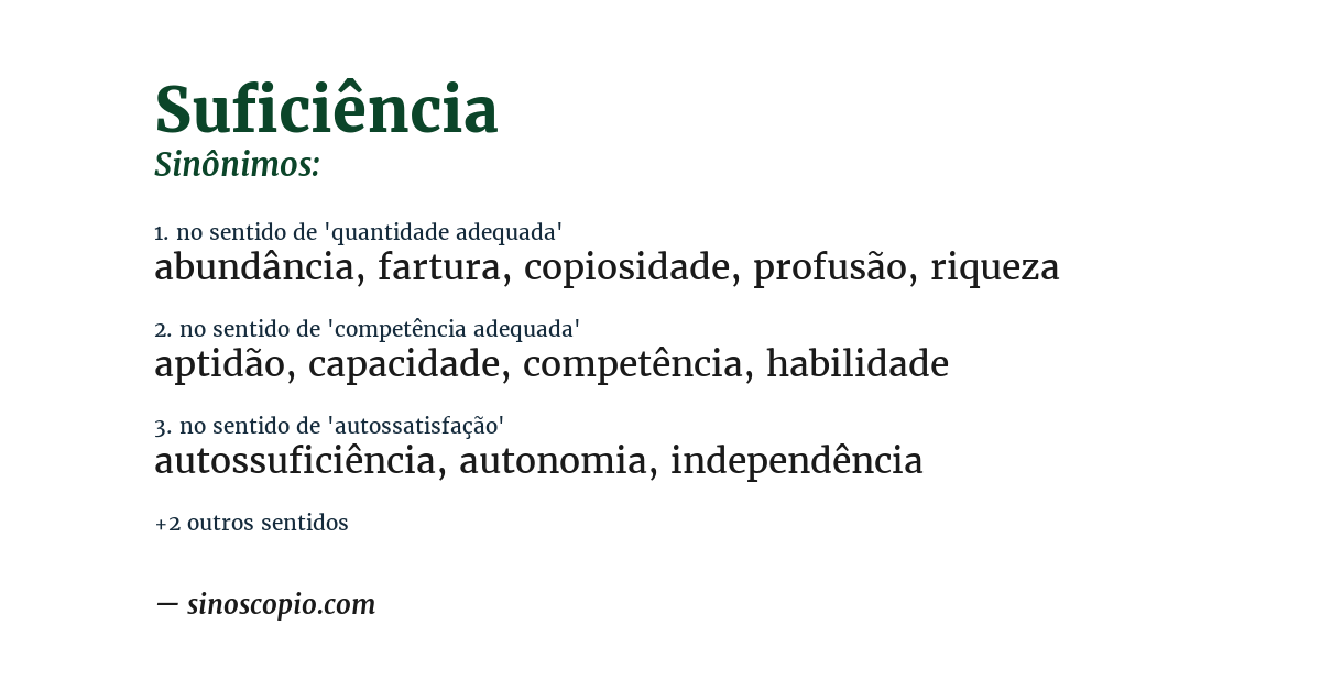 Sinônimo de suficiência
