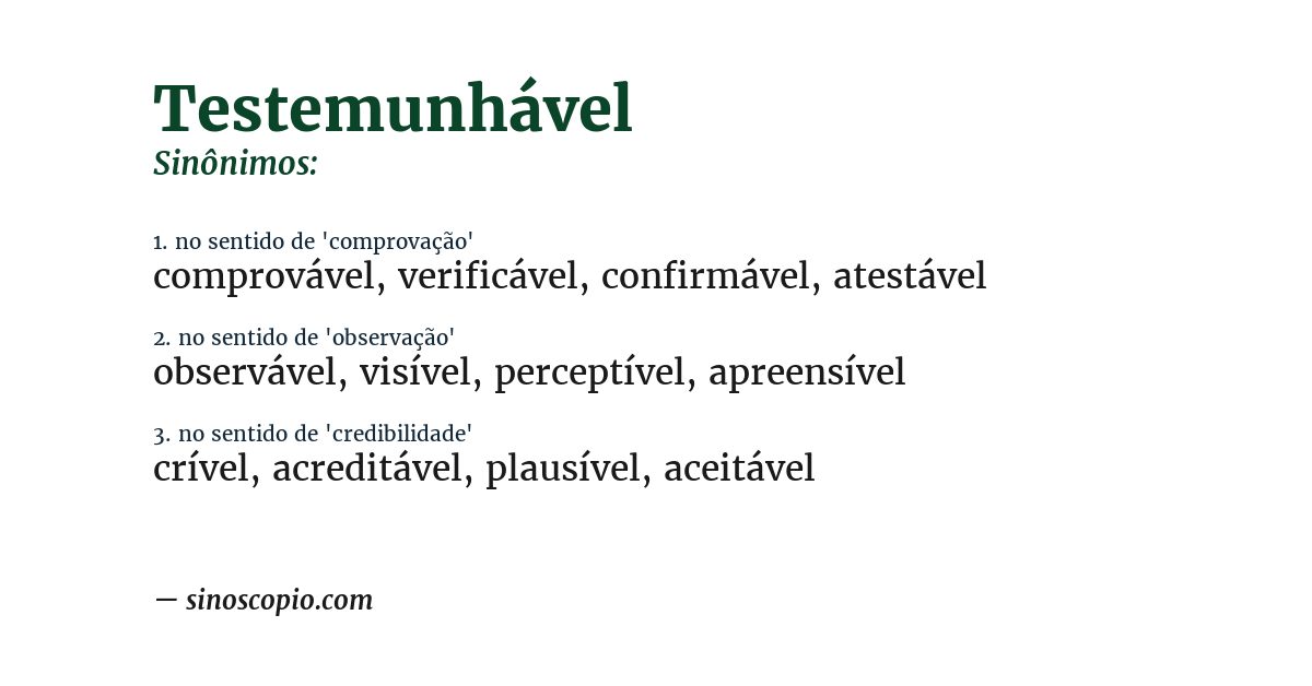 Sinônimo de testemunhável